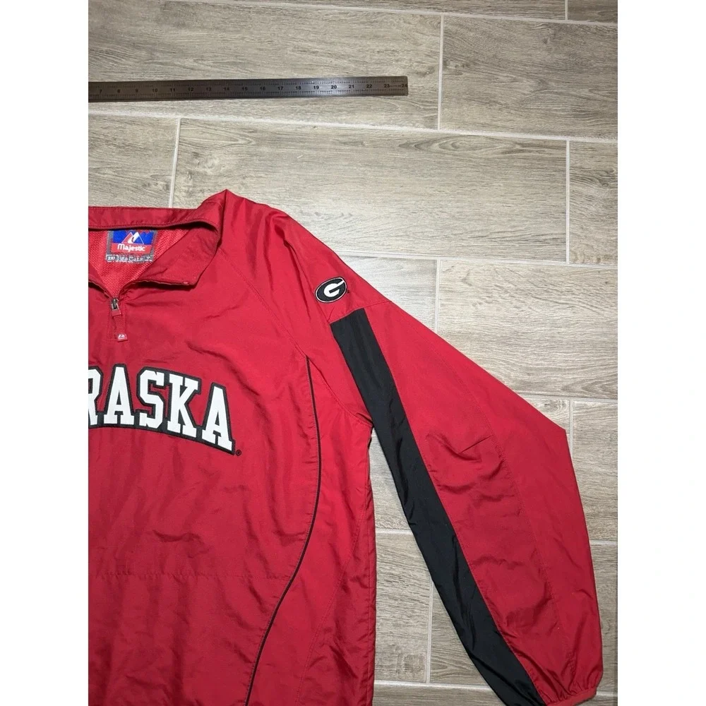 Majestic Red Nebraska Quarter‎ Zip Sweatshirt Size 2XL